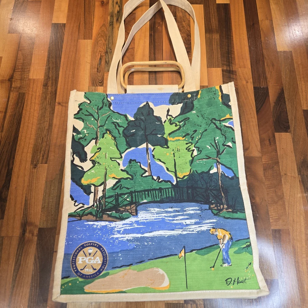 Vintage PGA Canvas Tote Bag - Artist Signed D. Hunt